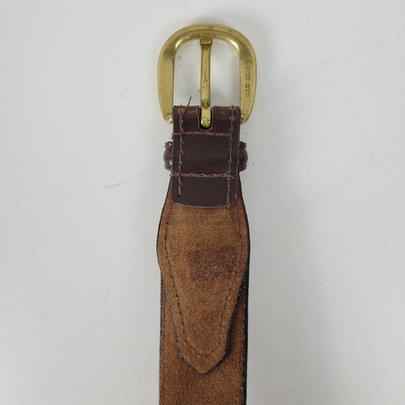 Mens Genuine Leather‎ Belt 34 Brown Basket Weave Braided Solid Brass Buckle - Picture 11 of 15